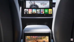 Tesla Model S and Model X dashboards showcasing the horizontal touchscreens introduced in 2021.