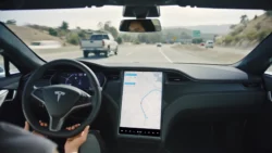 Tesla Model S and Model X vertical screens from 2012-2020, showing the design and layout of the touchscreen displays over the years.