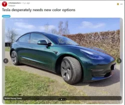 Tesla Model Y showcasing the new color options, with a focus on the Quicksilver color now available for all trims in the US and Canada